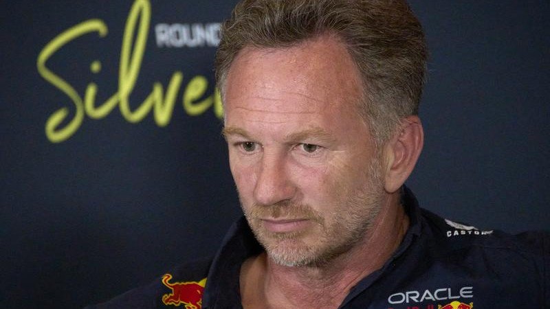 In a tragic twist, Christian Horner was sacked as Red Bull team boss just days after the death of his first wife following a lengthy cancer battle. (AP PHOTO)