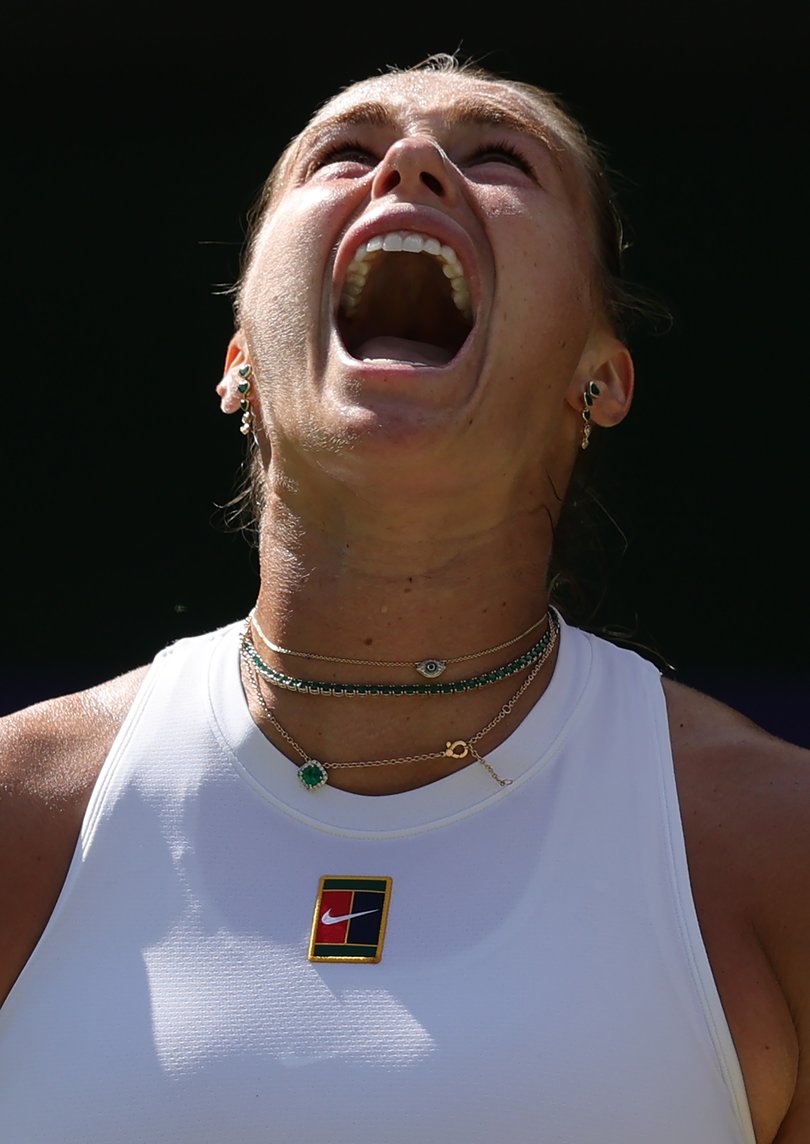  Aryna Sabalenka during her defeat to Amanda Anisimova.