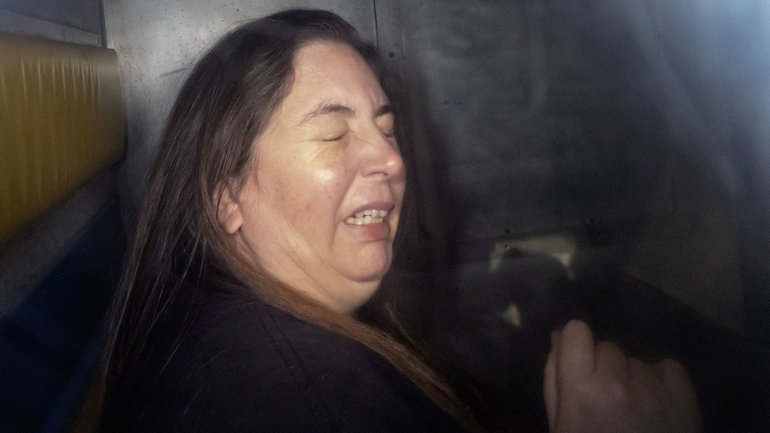 Erin Patterson in a prison van on the day of her conviction for murder.