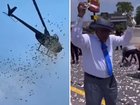 A man well known for his community focus had his own life savings thrown out of a helicopter, raining down on the attendees of his own funeral. 