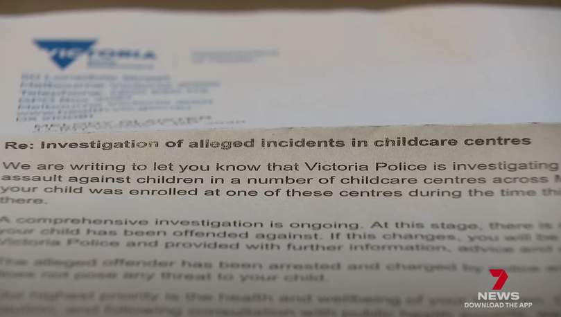 The letter given to the parents by the Victorian government.