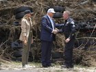 President Donald Trump and first lady Melania Trump greet first responders in Kerrville.