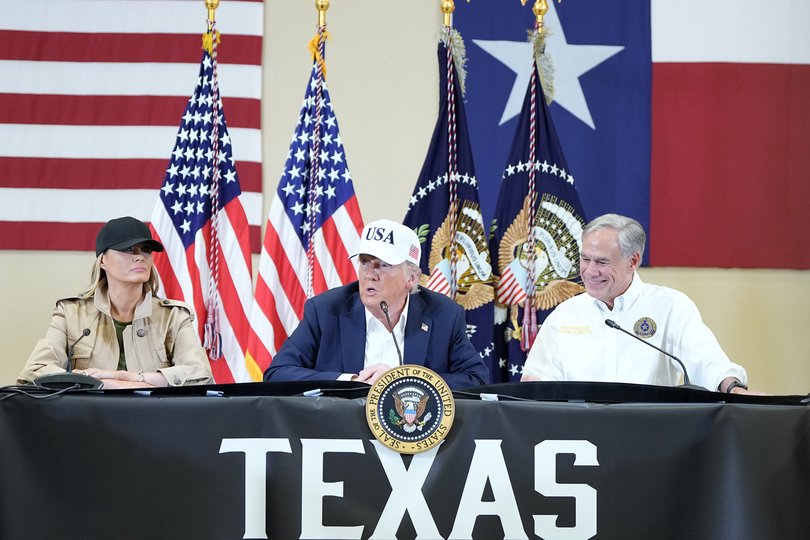 President Donald Trump and First Lady Melania Trump participate in a roundtable with first respondents and local officials in Kerrville.