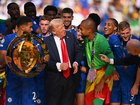 Donald Trump with with Robert Sanchez following the FIFA Club World Cup 2025 Final match between Chelsea FC and Paris Saint-Germain at MetLife Stadium.