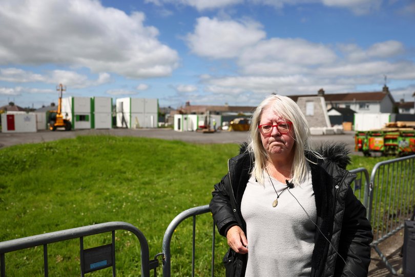 Campaigner Anna Corrigan visits the excavation site in Tuam, Ireland.