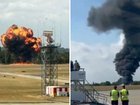 A Zeusch Aviation flight has crashed and burst into flames shortly after take-off from London Southend Airport, killing all four people on board.