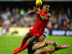 Touk Miller was injured in the Collingwood clash.