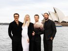 Pedro Pascal, Vanessa Kirby, Joseph Quinn and Ebon Moss-Bachrach in Sydney promoting The Fantastic Four: First Steps.