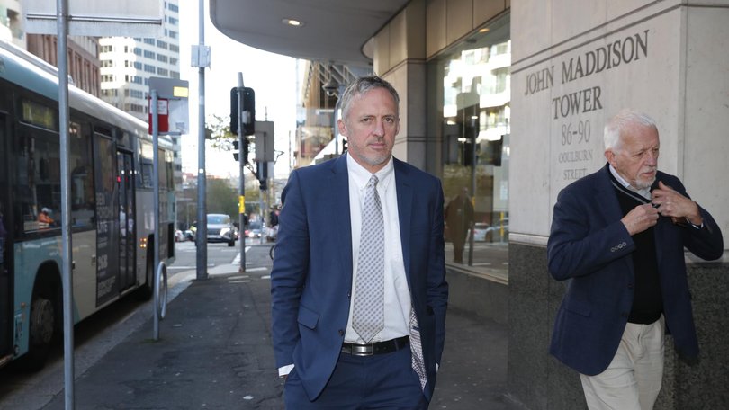 Titus Day (L) arrives at the JMT Downing in Sydney.