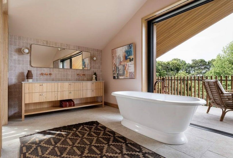 A bathtub with a view.