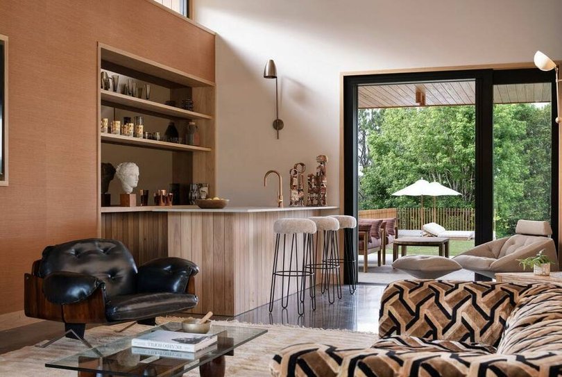 The house includes a custom-built bar.