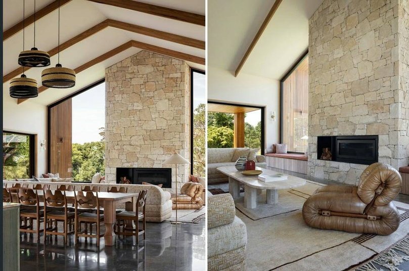 The fireplace in the living room.