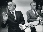 John Stone (left) with Sir Joh Bjelke-Petersen. Steve Lloyd-Smith