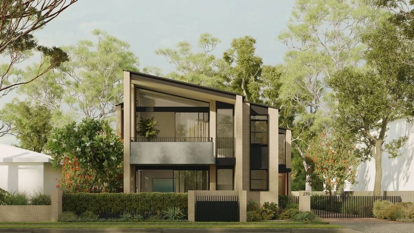 The design of the Manorhouse 01, sits in a suburban streetscape.