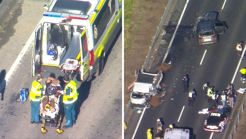 Mount Lindesay Hwy closed, three rushed to hospital after four car crash at Cedar Grove near Logan