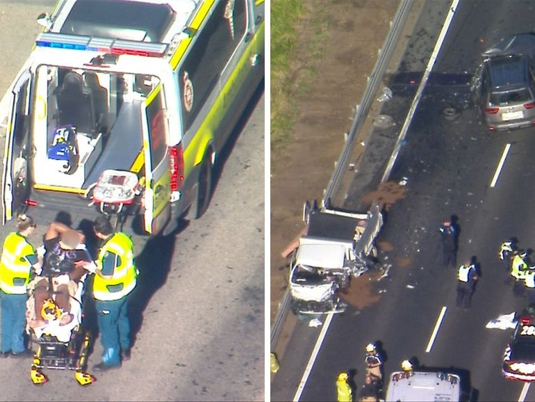 Mount Lindesay Hwy closed, three rushed to hospital after four car crash at Cedar Grove near Logan