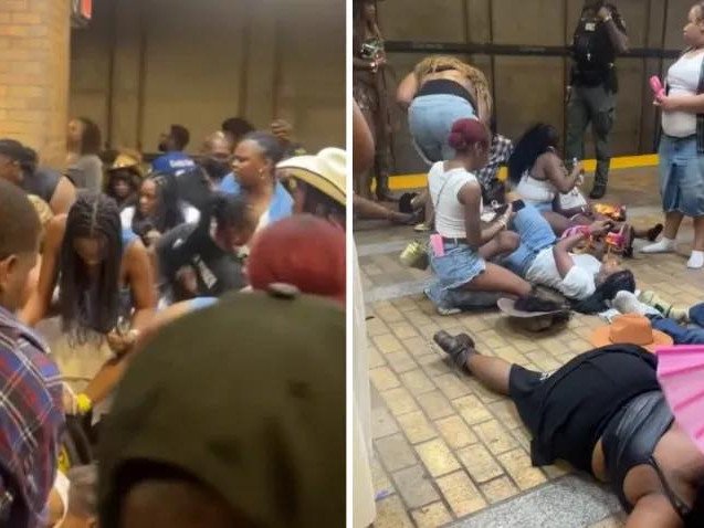 Fans at a Beyonce concert were injured after a stampede on an escalator.