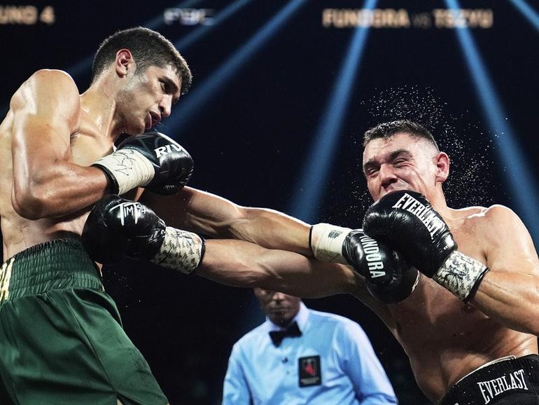 Sebastian Fundora has beaten Tim Tszyu in their much-hyped rematch in Las Vegas.