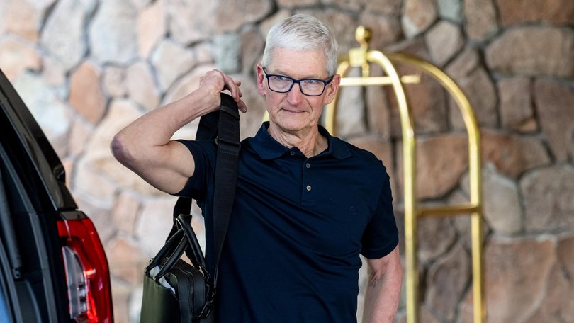 Tim Cook arrives at the Allen & Co. Media and Technology Conference in Sun Valley, Idaho, US, on July 8, 2025. 