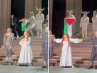 A performer holding a Palestine flag triggered a brief scuffle on stage at the Royal Opera House in London on Saturday.