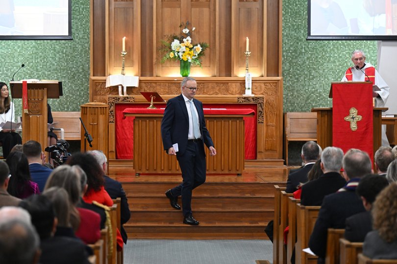 Australian Prime Minister Anthony Albanese after delivering a reading during a Parliamentary church service to mark the opening of the parliamentary year in Canberra.