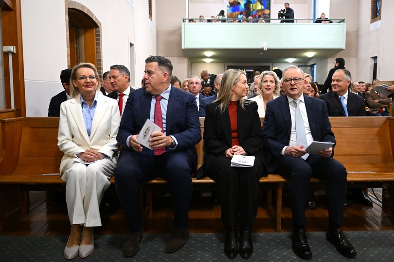 Australian Opposition Leader Sussan Ley, member for Oxley Milton Dick, Jodie Haydon and Australian Prime Minister Anthony Albanese.
