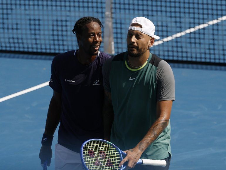 Gael Monfils with Nick Kyrgios (at the DC Open.