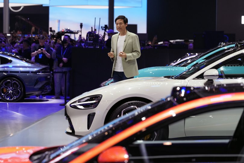 Lei Jun, chairman and chief executive officer of Xiaomi Corp. during the Beijing Auto Show in Beijing.