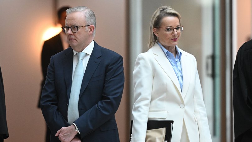 Anthony Albanese and Opposition Leader Sussan Ley attend the opening of the 48th Federal Parliament at Parliament House in Canberra, Tuesday, July 22, 2025.
