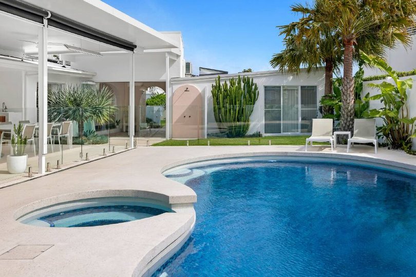 The swimming pool and spa.