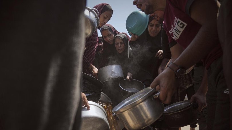 The UN says malnourishment is soaring in Gaza and ‘starvation is knocking on every door’. (AP PHOTO)