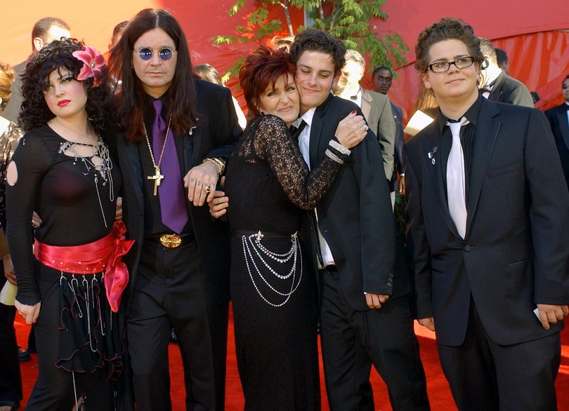 The Osbourne family pose as they arrive at the 54th Annual Primetime Emmy Awards at Los Angeles in 2002.