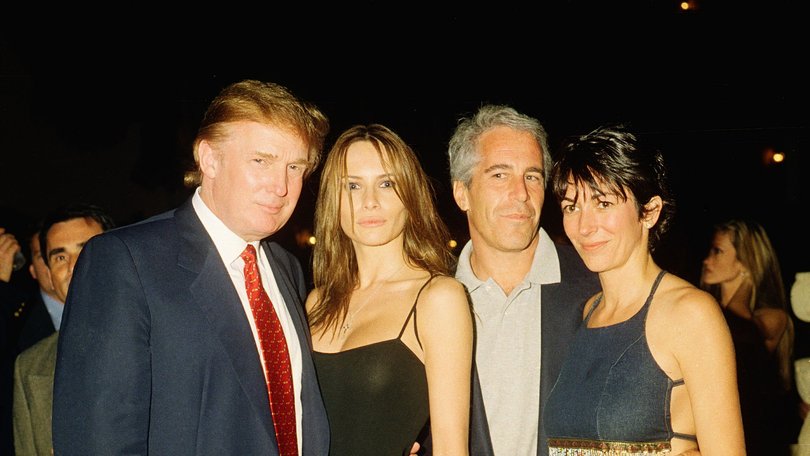 Donald Trump and his wife Melania (then Knauss) with Jeffrey Epstein and Ghislaine Maxwell at Mar-a-Lago in the 2000s.