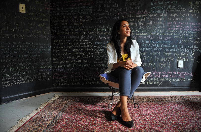 Noor Siddiqui at 18 in her home in Clifton, Virginia, in 2012, after she won a Thiel Fellowship enabling her to pursue a project of her own design before going to college. MUST CREDIT: Ricky Carioti/The Washington Post
