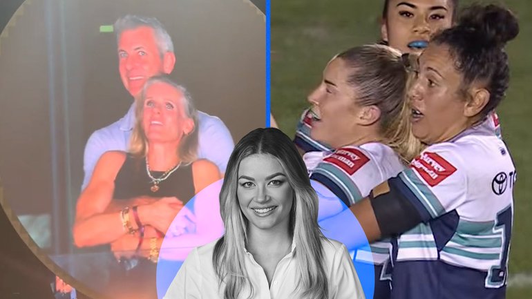 NRLW Cowboys Makenzie Weale and Tallisha Harden stole the show with their Coldplay Kiss Cam celebration.