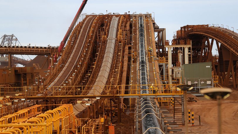 Iron Bridge Magnetite Project: FMG chairman Andrew Forrest and FMG CEO Fiona Hick tour the new Concentrate Handling Facility (CHF) in Port Hedland today as the first load of ore heads off to the stock pile.