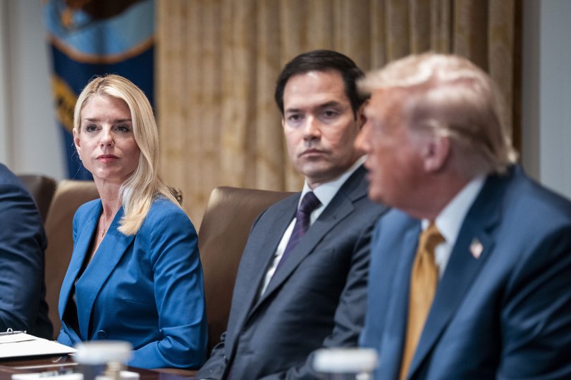 Attorney General Pam Bondi during a Cabinet meeting at the White House, in Washington, 2025.