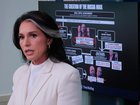 White House Director of National Intelligence Tulsi Gabbard talks to reporters at the White House.