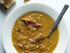 Split pea soup, in New York, Dec. 12, 2018. Whether you use bacon, a ham hock or paprika, Ali Slagle’s recipe for a classic split pea soup is satisfyingly smoky. Food styled by Simon Andrews.