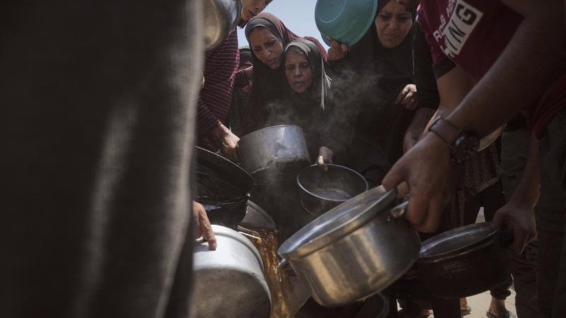 The UN says malnourishment is soaring in Gaza and "starvation is knocking on every door". (AP PHOTO)