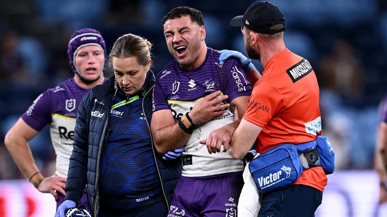 The Storm hope Jahrome Hughes has avoided a season-ending shoulder injury. (Dan Himbrechts/AAP PHOTOS)