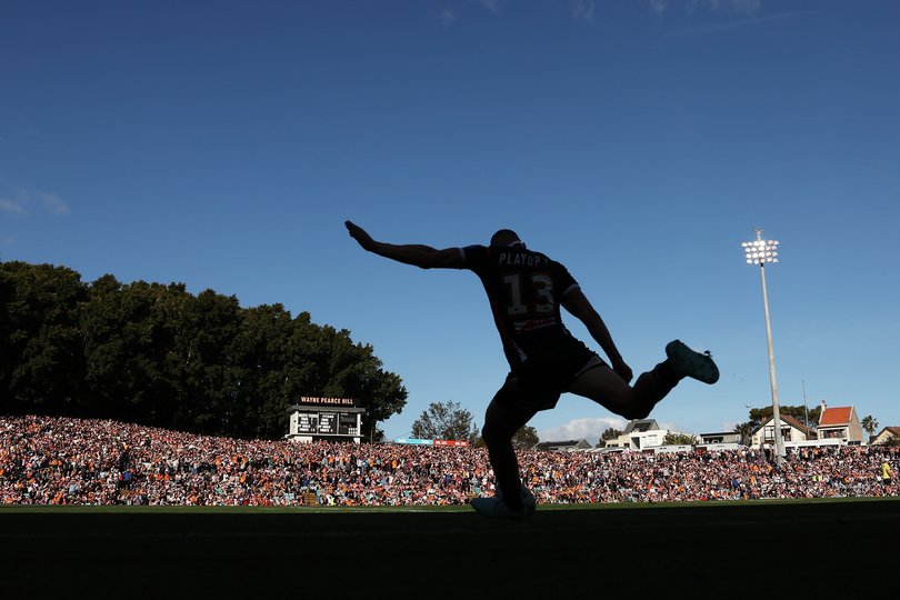 Adam Doueihi kicks a conversion against the Titans.