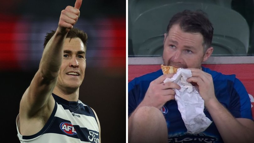 Jeremy Cameron kicked 11 goals as Patrick Dangerfield tucked into a kebab.