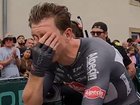 Kaden Groves celebrates his Tour de France stage win.