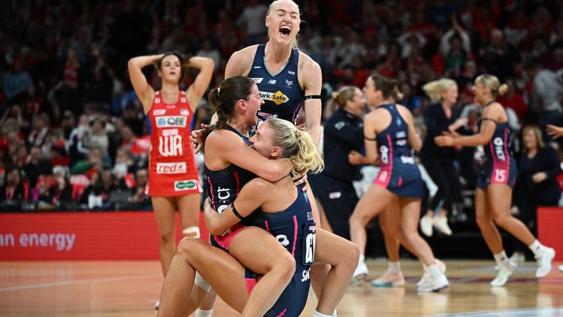 Vixens players were elated after their nail-biting one-goal preliminary final win over the Swifts.