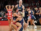 Vixens players were elated after their nail-biting one-goal preliminary final win over the Swifts. 