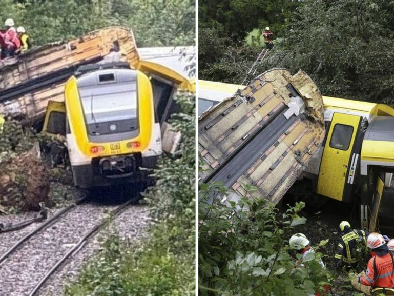 Three people have been killed after a passenger train derailed in southern Germany.