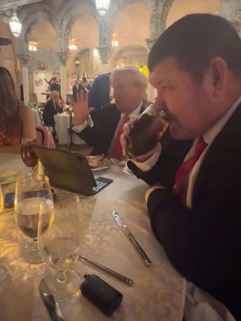 James Packer pictured at dinner with Donald Trump January 2025.