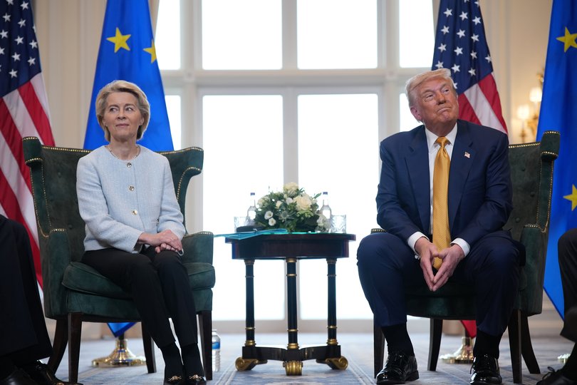 President of the European Commission Ursula von der Leyen meets with US President Donald Trump at Trump Turnberry golf club in Turnberry, Scotland. 