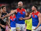 Steven May (r) has lost his challenge against a three-game suspension at the AFL Appeals Board. 